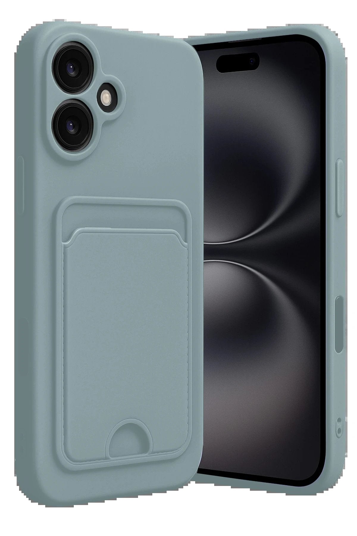 iPhone 16 Kılıf Kelvin Kartvizitli Silikon - Açık Yeşil-(5796)