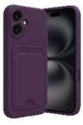 iPhone 16 Kılıf Kelvin Kartvizitli Silikon - Derin Mor-(5796)