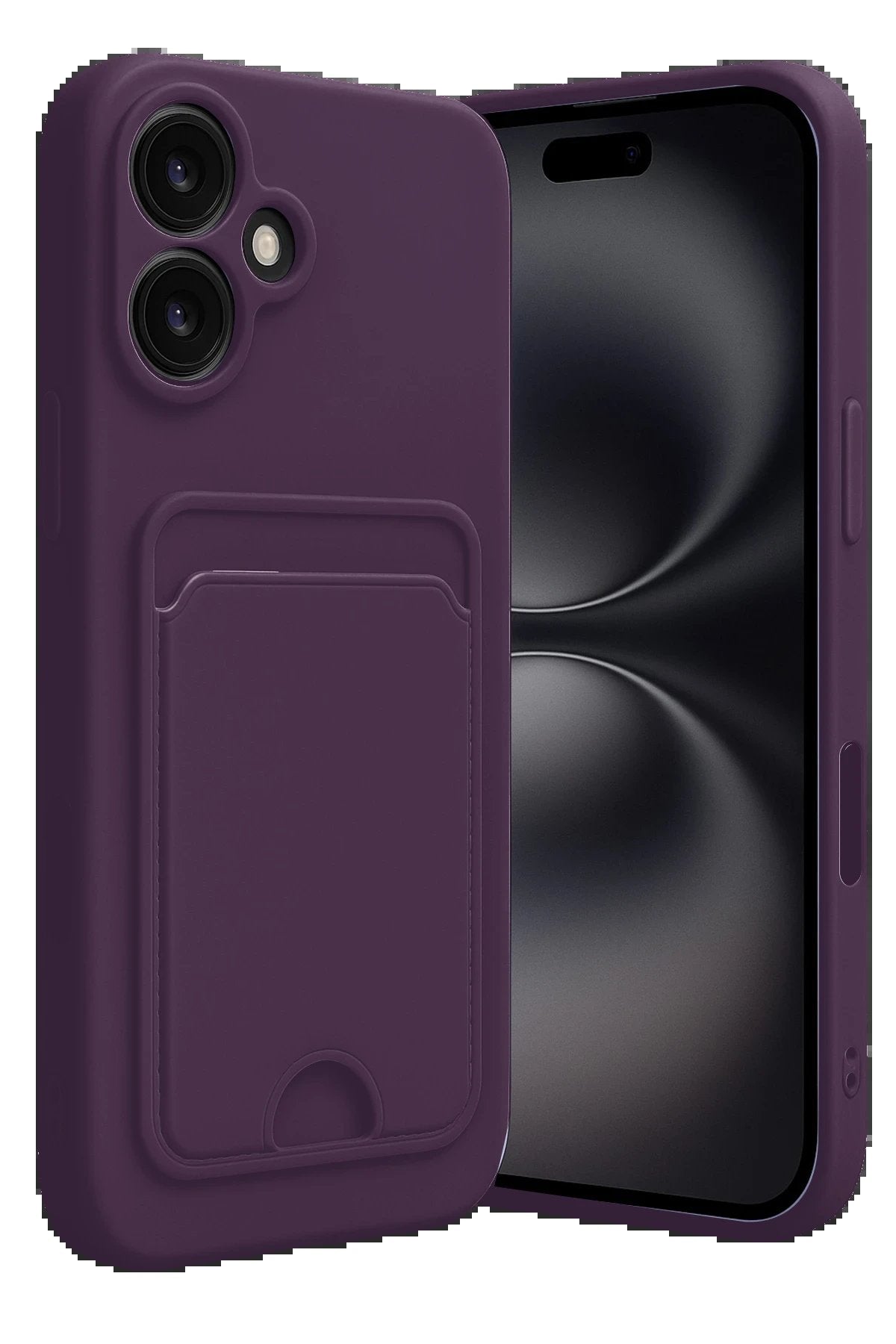 iPhone 16 Kılıf Kelvin Kartvizitli Silikon - Derin Mor-(5796)