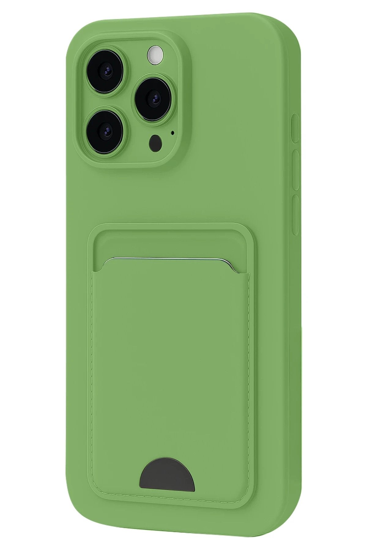 iPhone 16 Pro Kılıf Kelvin Kartvizitli Silikon - Açık Yeşil-(5796)