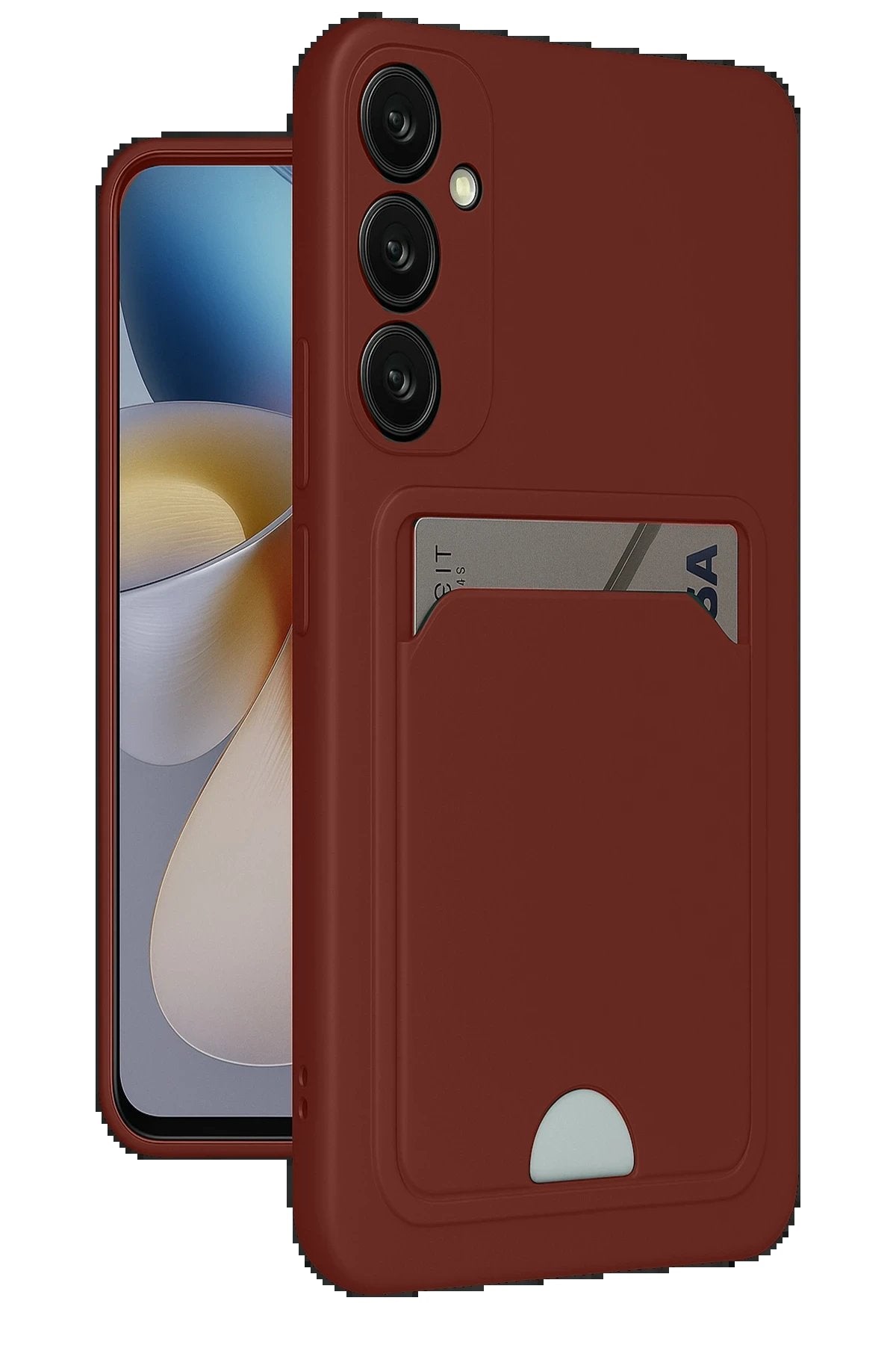 Samsung Galaxy A36 Kılıf Kelvin Kartvizitli Silikon - Bordo-(5796)