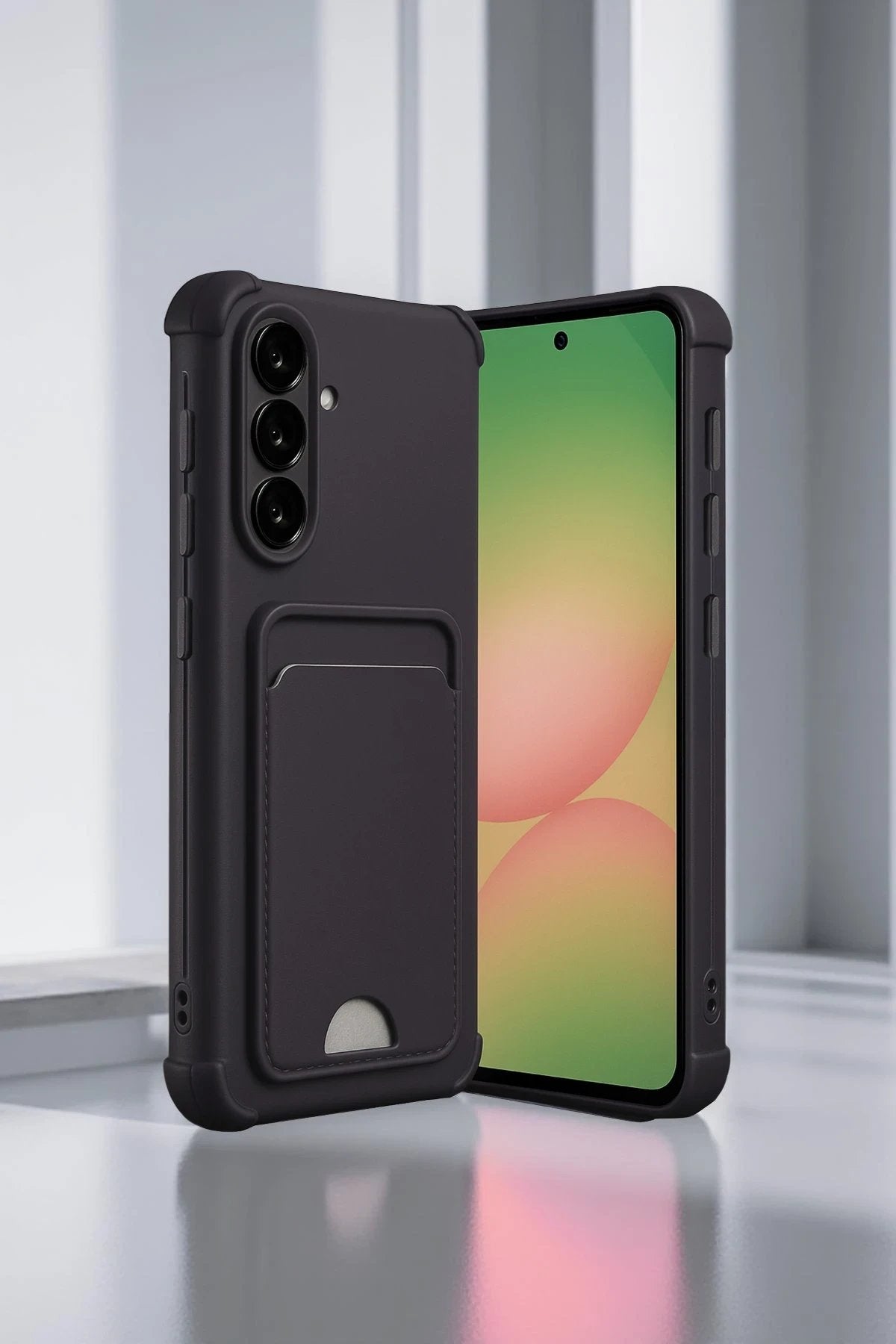 Samsung Galaxy A56 Kılıf Kelvin Kartvizitli Silikon - Bordo-(5796)