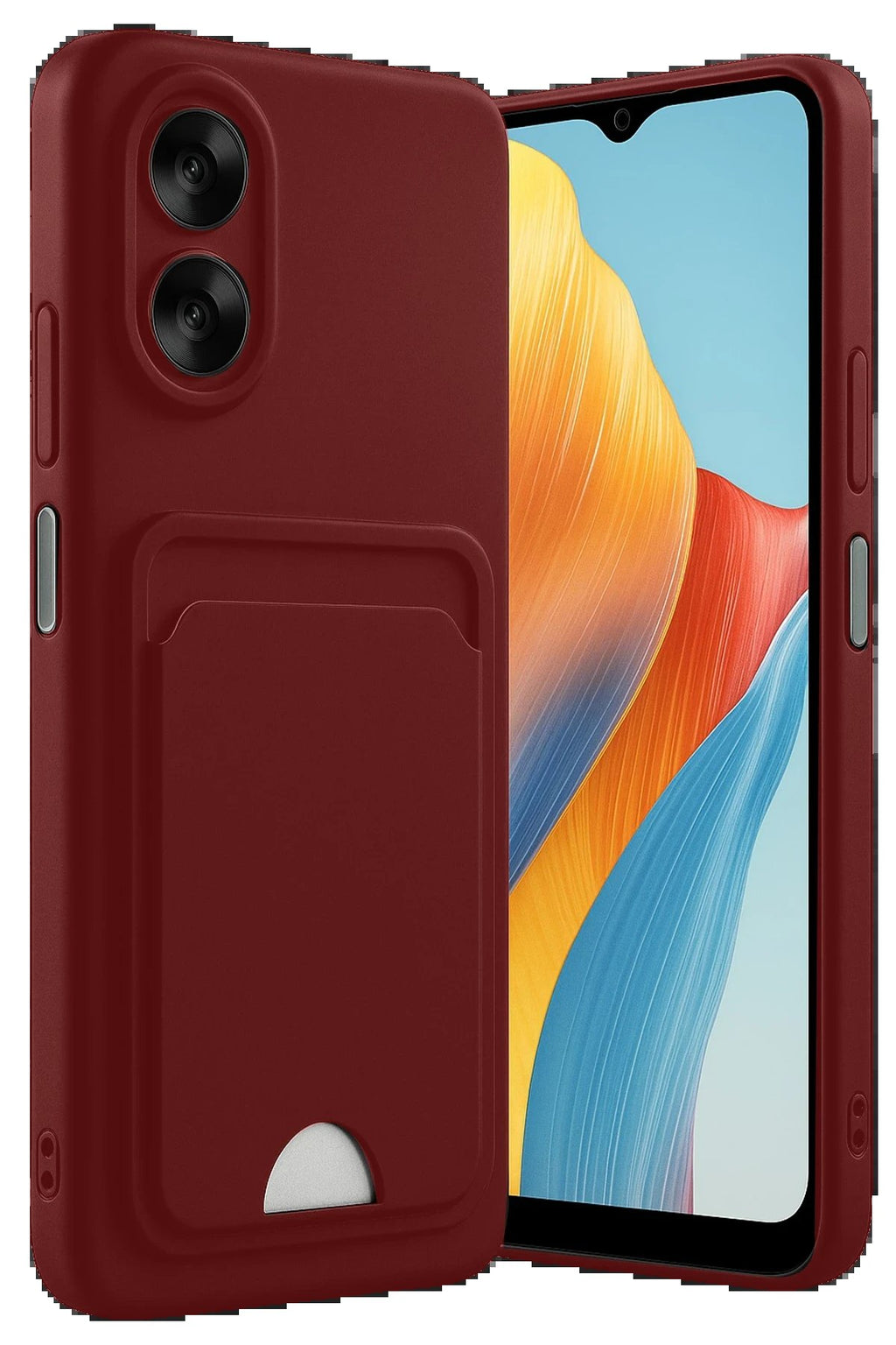 Oppo A38 Kılıf Kelvin Kartvizitli Silikon - Bordo-(5796)
