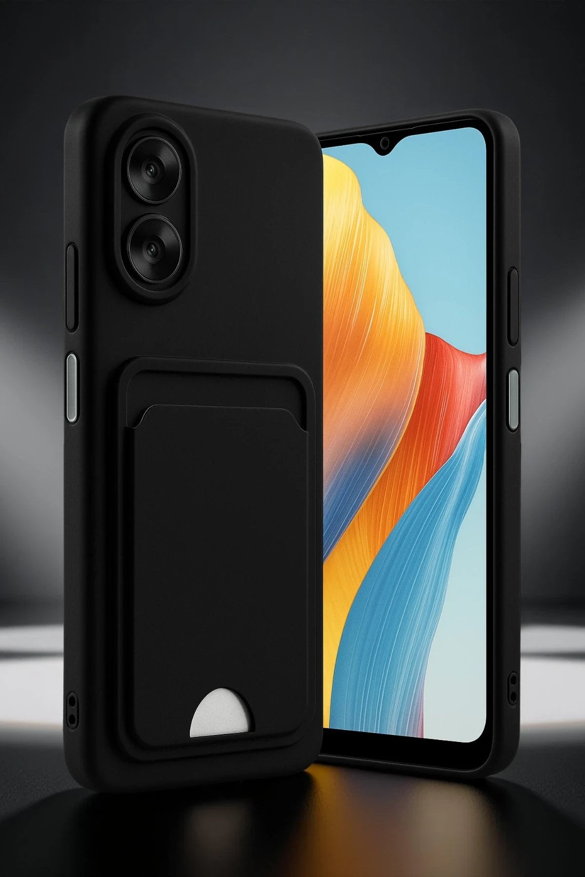 Oppo A38 Kılıf Kelvin Kartvizitli Silikon - Bordo-(5796)