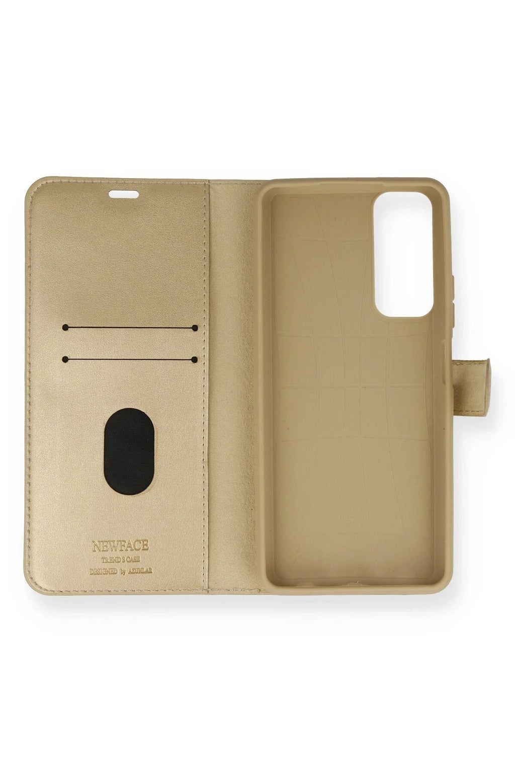 Huawei P Smart 2021 Kılıf Trend S Plus Kapaklı Kılıf - Gold-(5796)