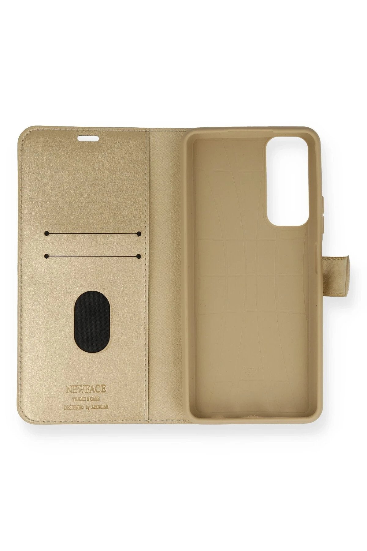 Huawei P Smart 2021 Kılıf Trend S Plus Kapaklı Kılıf - Gold-(5796)