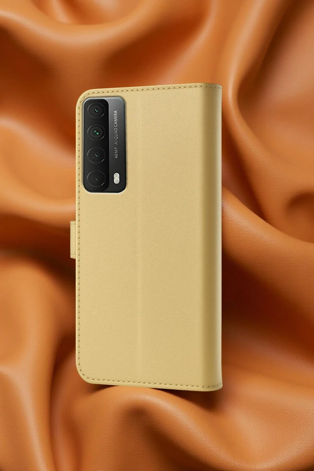 Huawei P Smart 2021 Kılıf Trend S Plus Kapaklı Kılıf - Gold-(5796)