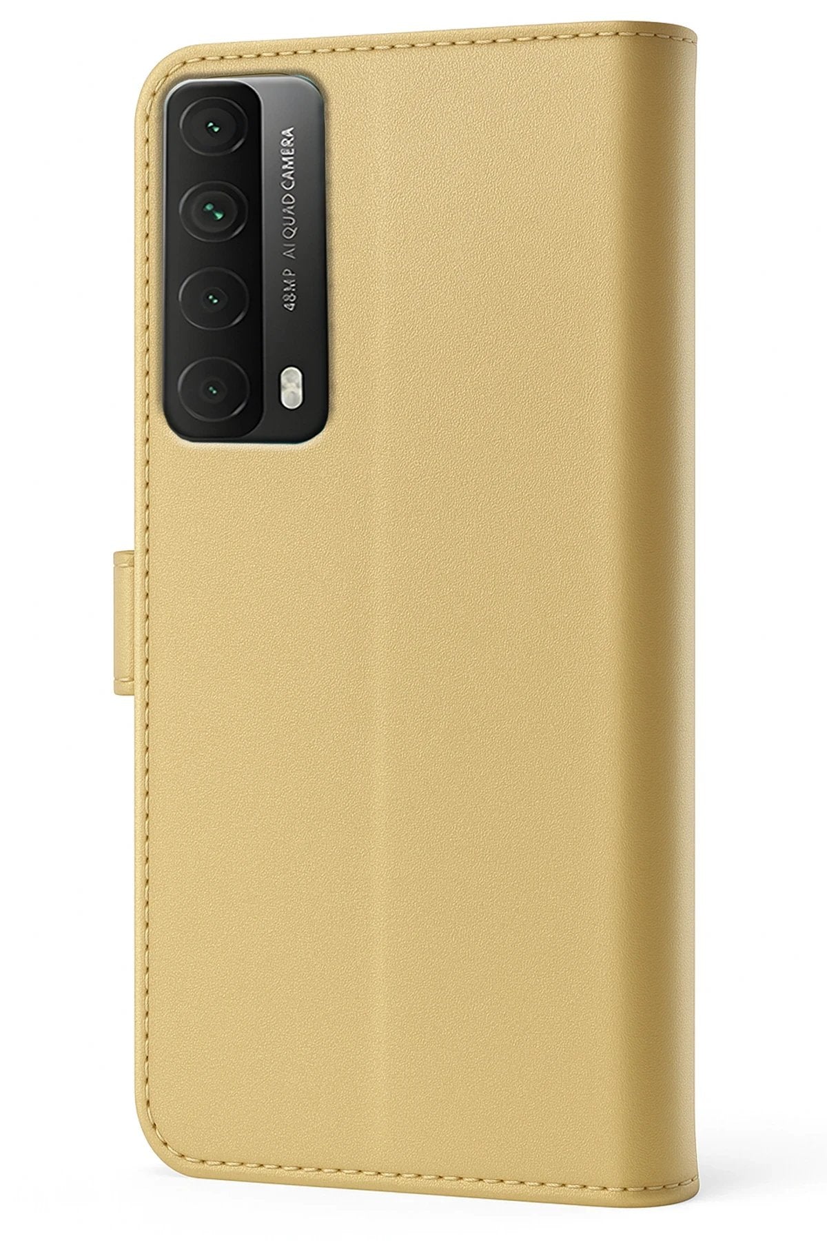 Huawei P Smart 2021 Kılıf Trend S Plus Kapaklı Kılıf - Gold-(5796)