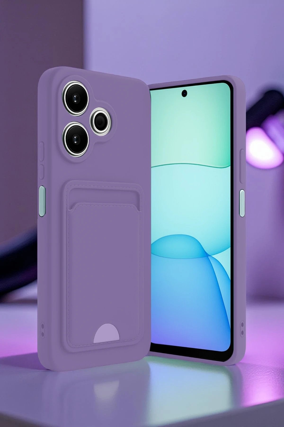 Xiaomi Redmi 13 4G Kılıf Kelvin Kartvizitli Silikon - Açık Yeşil-(5796)