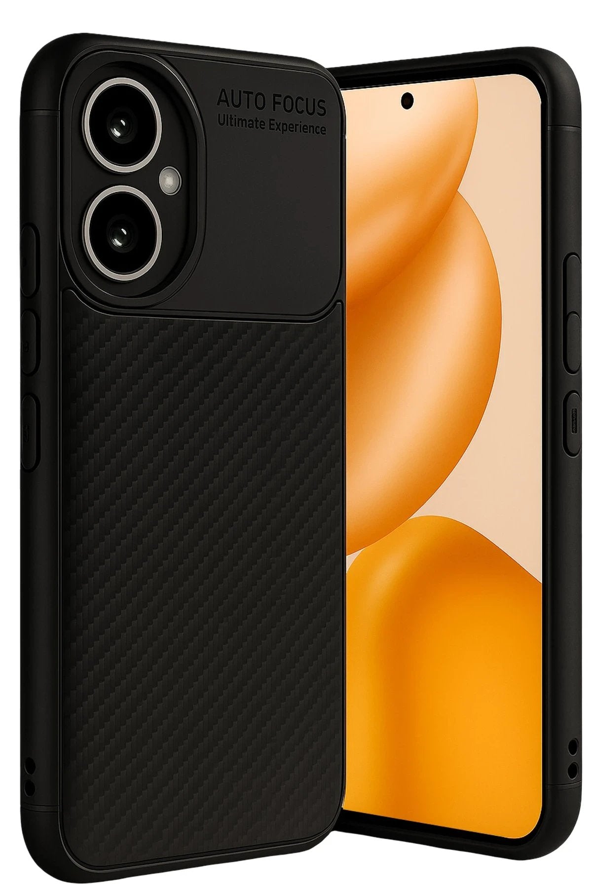 Honor 400 Kılıf Auto Focus Karbon Kapak - Siyah-(5796)