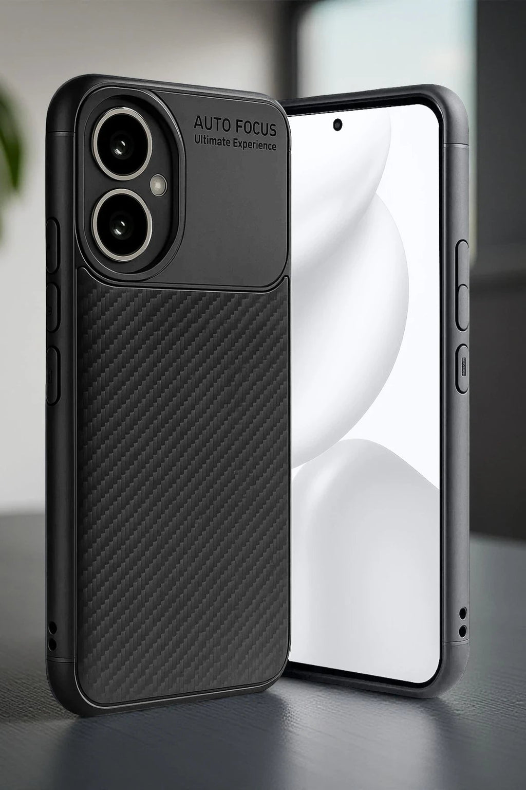 Honor 400 Kılıf Auto Focus Karbon Kapak - Siyah-(5796)