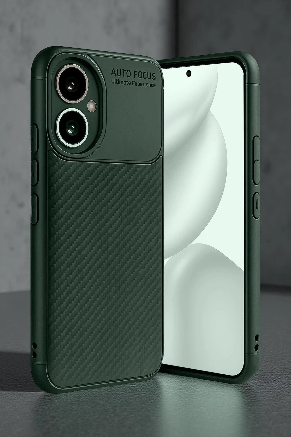 Honor 400 Kılıf Auto Focus Karbon Kapak - Koyu Yeşil-(5796)