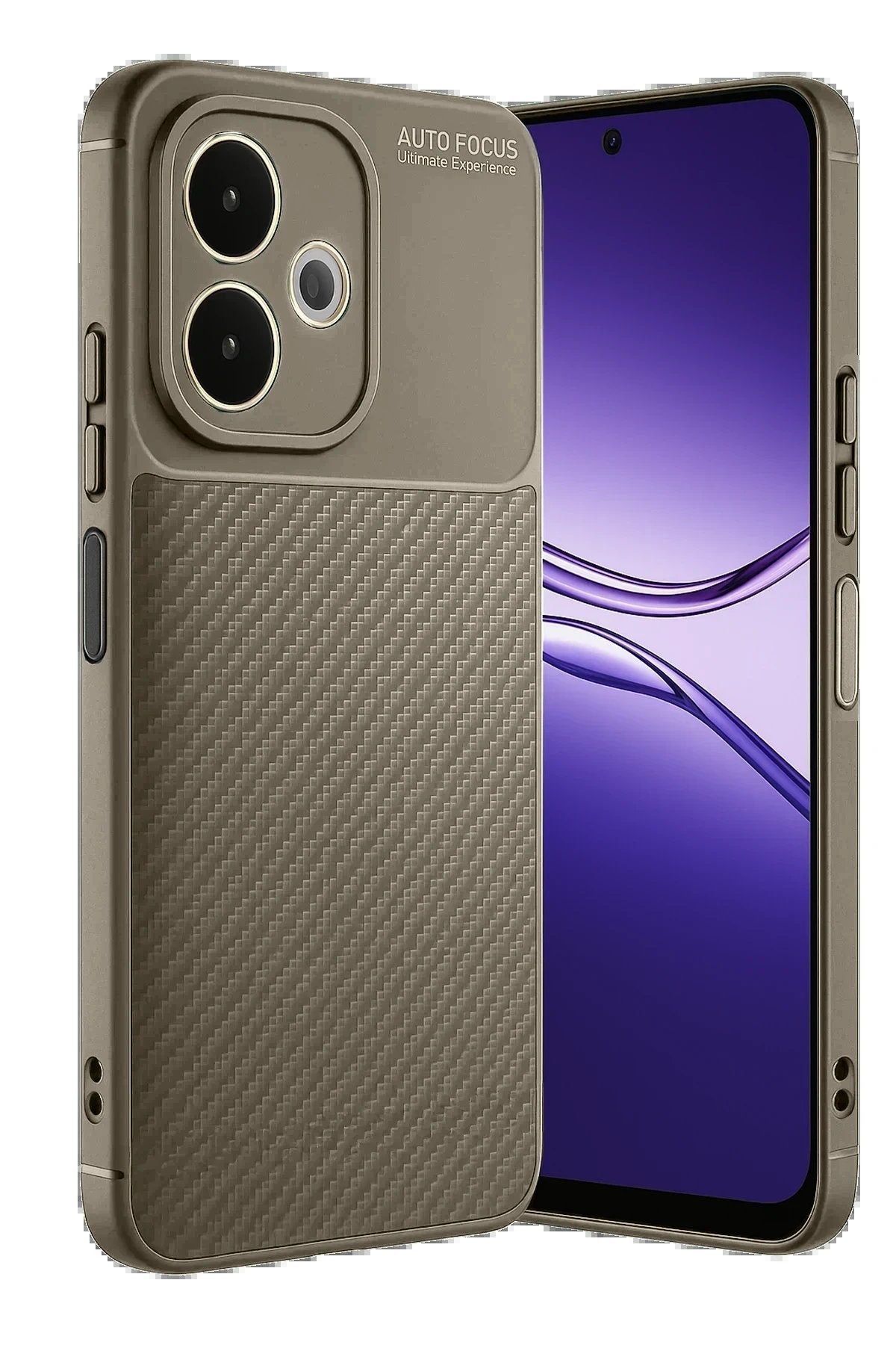 Oppo A5 Pro 4G Kılıf Auto Focus Karbon Kapak - Kahverengi-(5796)