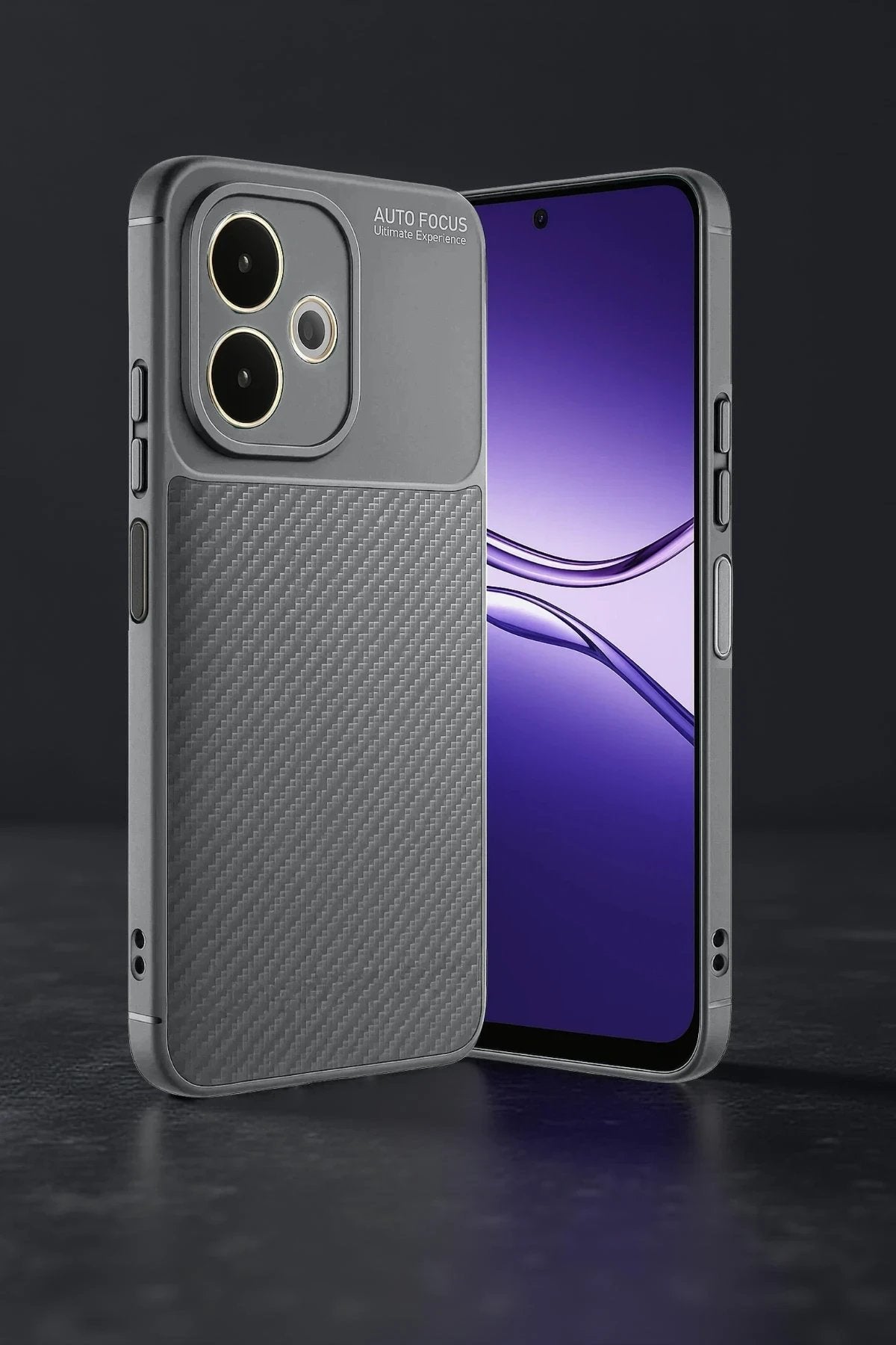 Oppo A5 Pro 4G Kılıf Auto Focus Karbon Kapak - Gri-(5796)