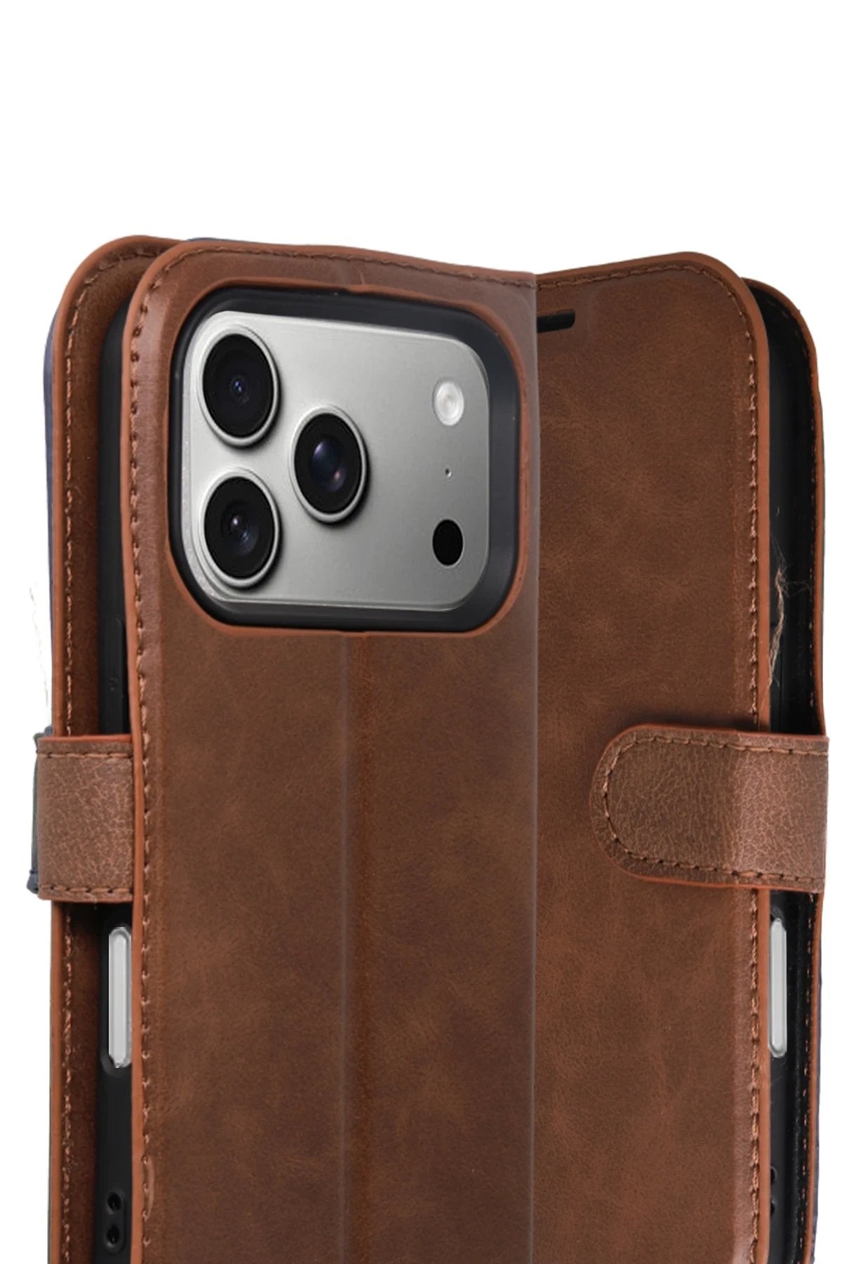 Apple iPhone 17 Pro Trend S Plus Kapaklı Kılıf - Taba-(5796)