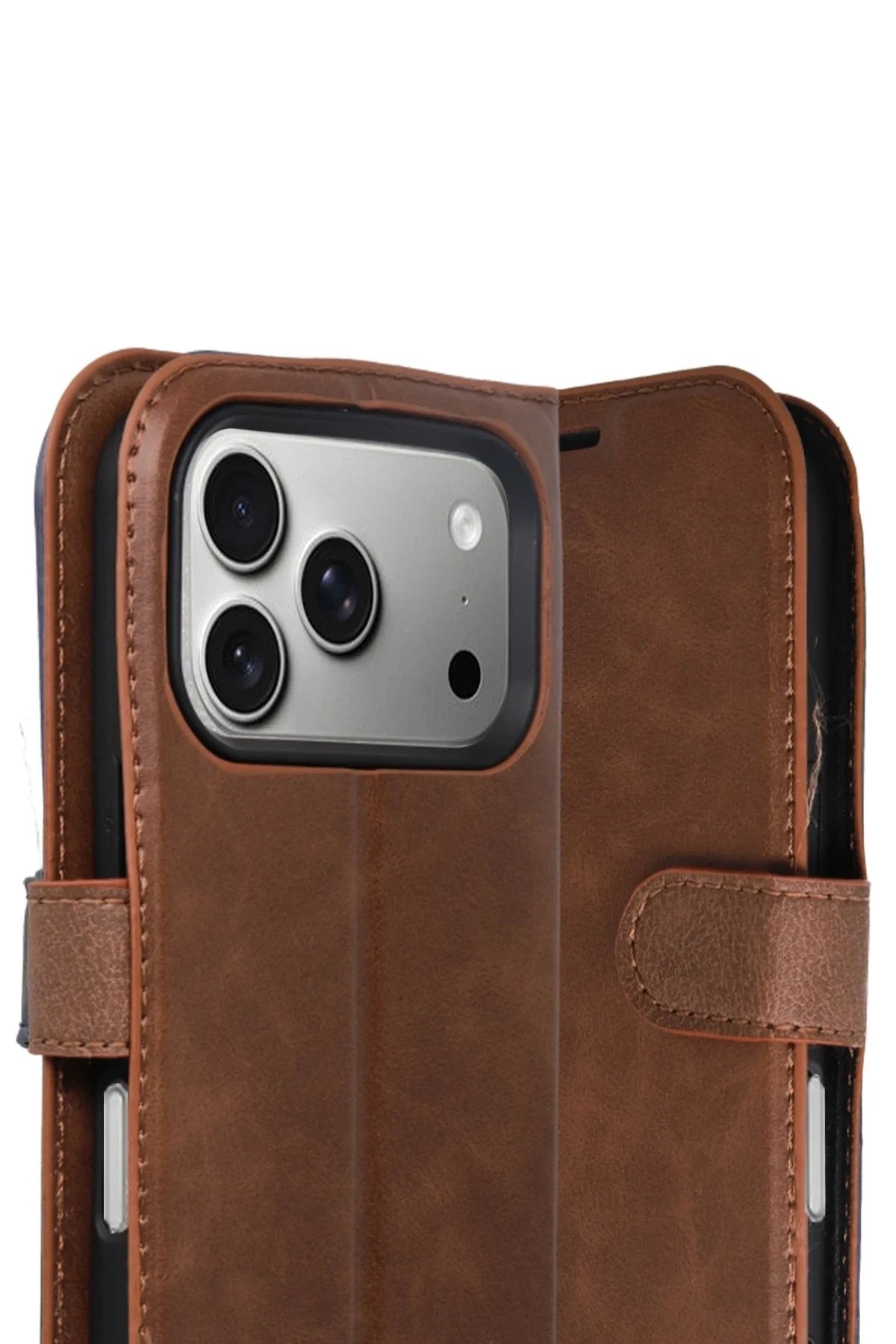 Apple iPhone 17 Pro Max Trend S Plus Kapaklı Kılıf - Taba-(5796)