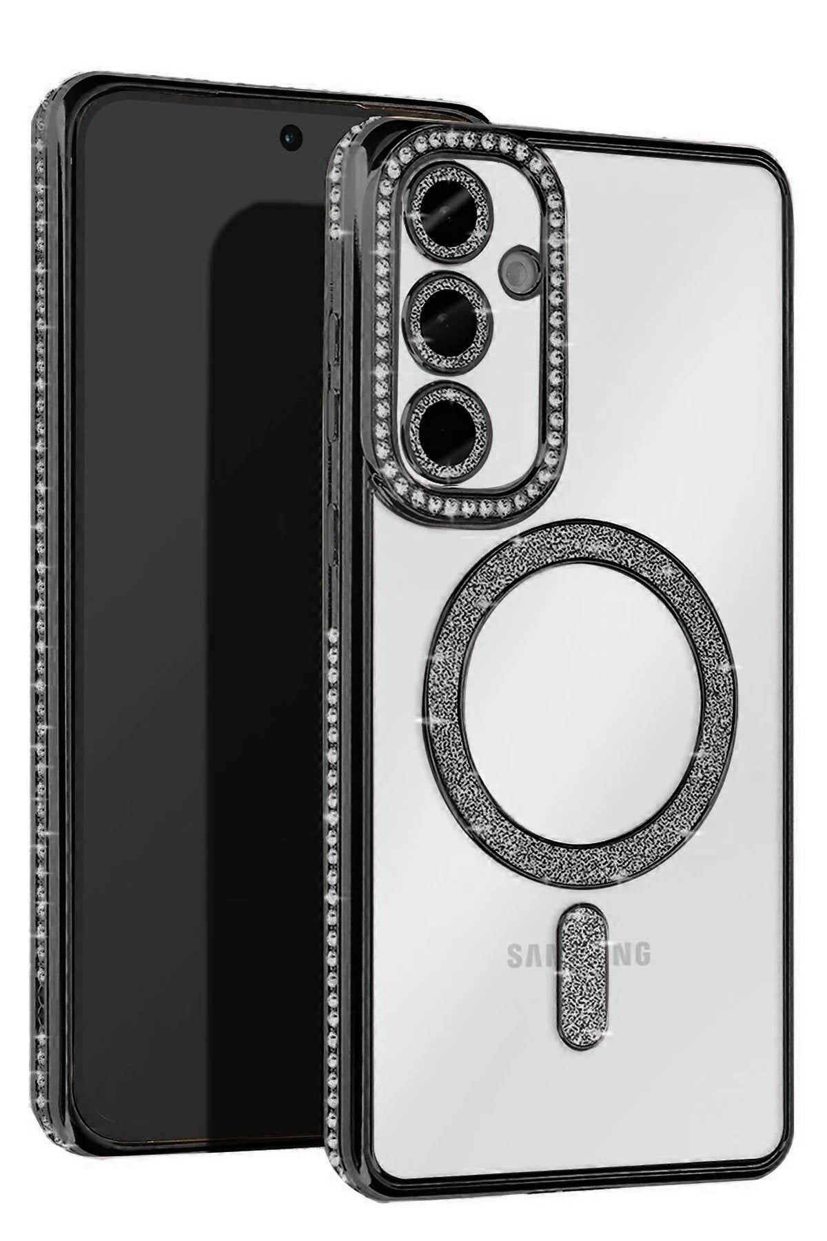 Samsung Galaxy S23 FE Joke Simli Magneticsafe Kılıf - Siyah-(5796)