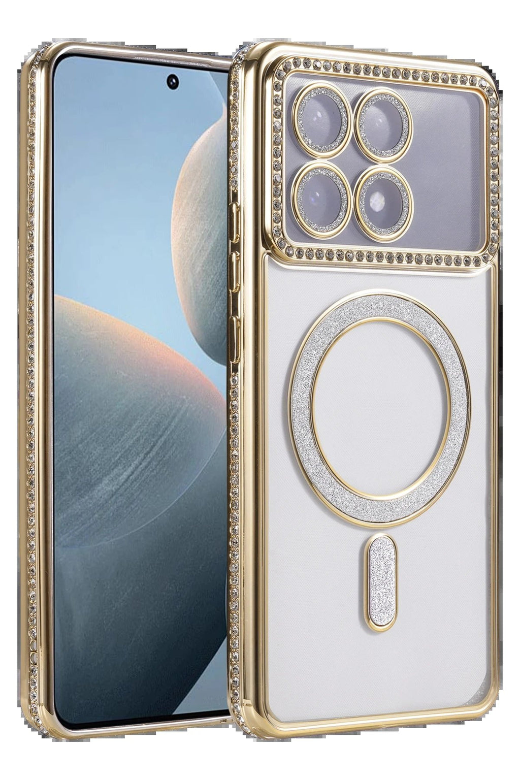 Xiaomi Poco X6 Pro Joke Simli Magneticsafe Kılıf - Gold-(5796)