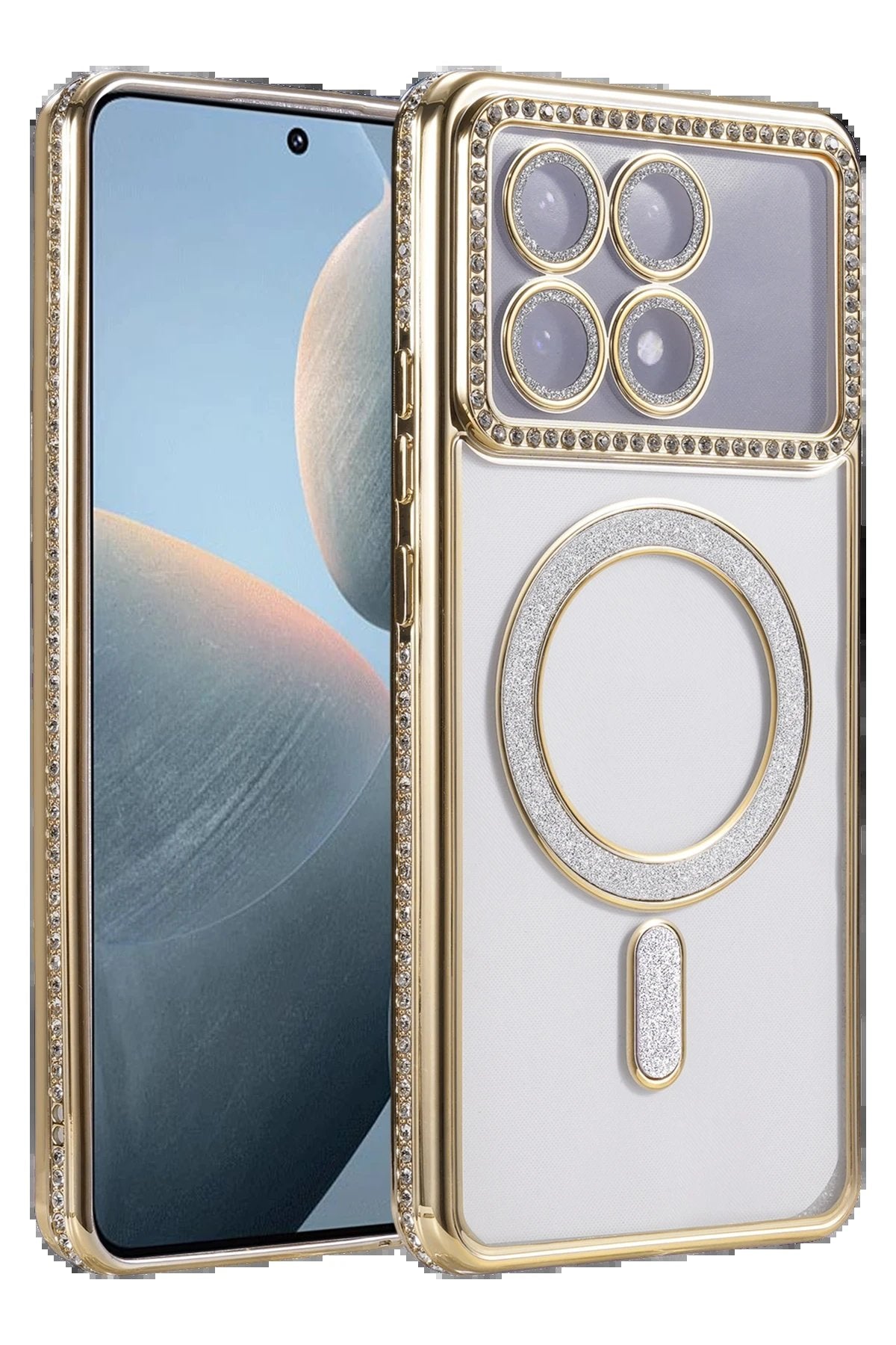 Xiaomi Poco X6 Pro Joke Simli Magneticsafe Kılıf - Gold-(5796)