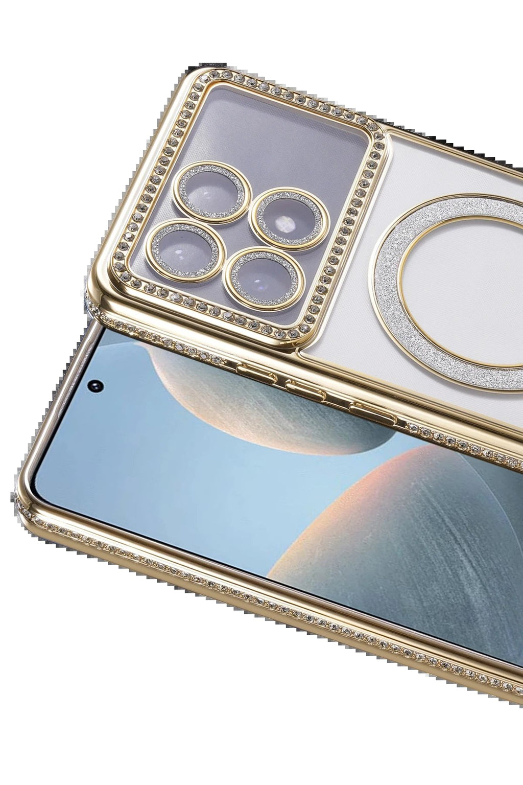 Xiaomi Poco X6 Pro Joke Simli Magneticsafe Kılıf - Gold-(5796)