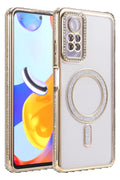 Xiaomi Redmi Note 12 Pro 4G Joke Simli Magneticsafe Kılıf - Gold-(5796)