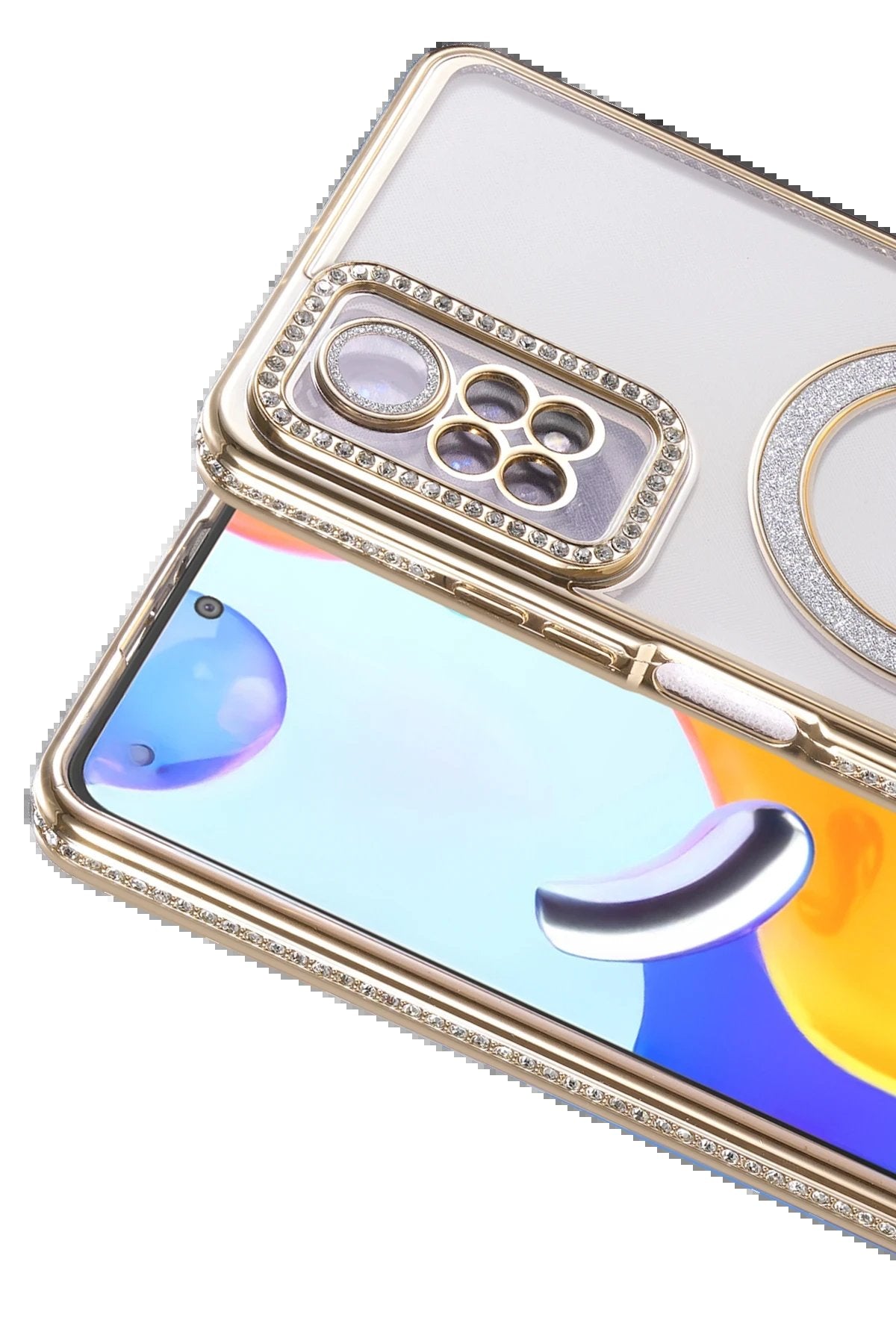 Xiaomi Redmi Note 12 Pro 4G Joke Simli Magneticsafe Kılıf - Gold-(5796)