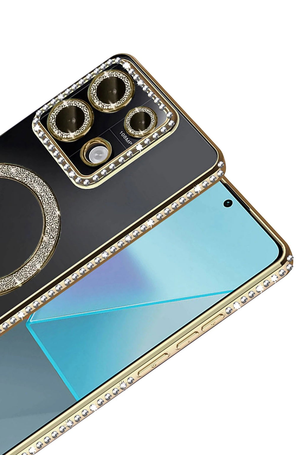 Xiaomi Redmi Note 13 Pro 4G Joke Simli Magneticsafe Kılıf - Gold-(5796)