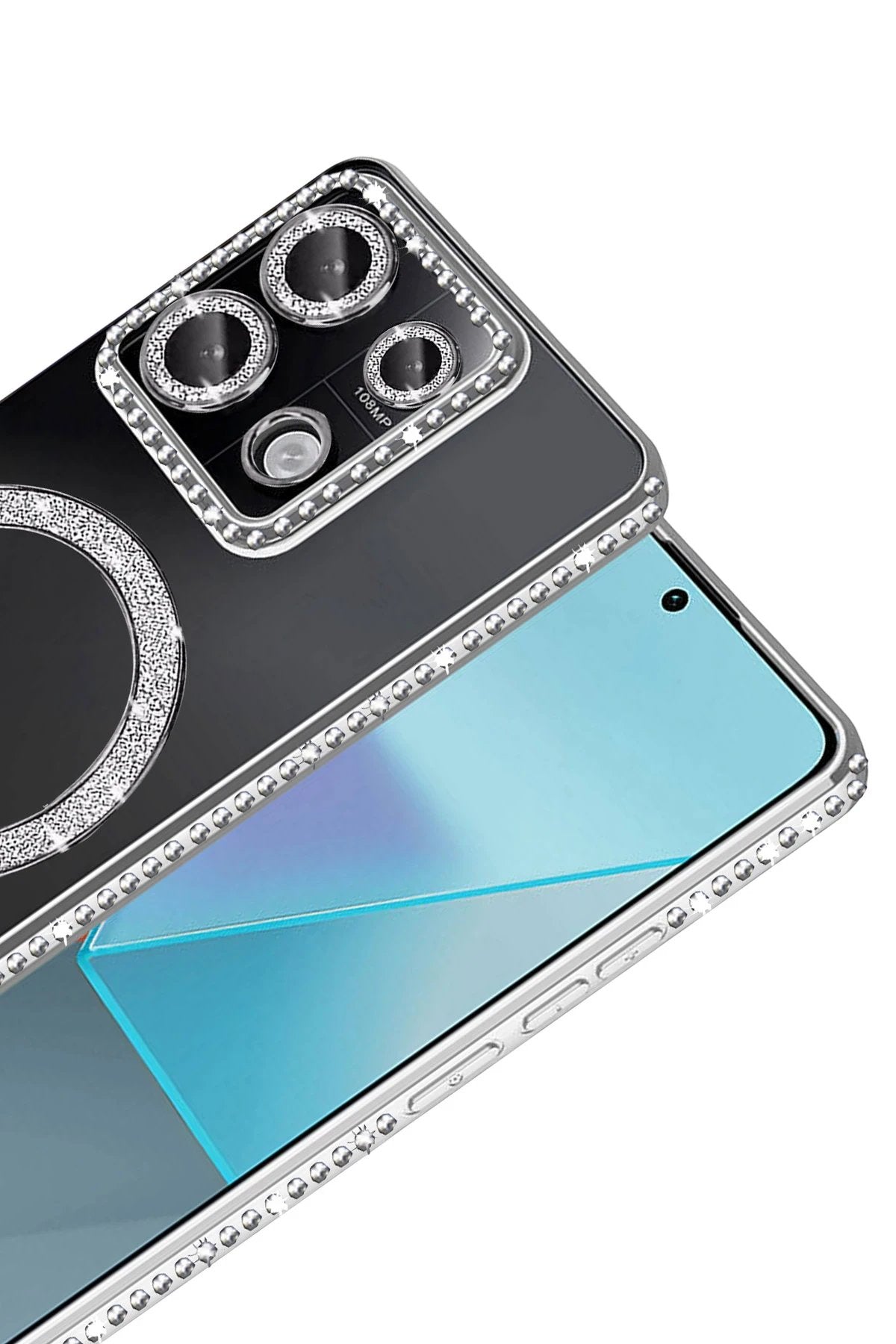 Xiaomi Redmi Note 13 Pro 4G Joke Simli Magneticsafe Kılıf - Gümüş-(5796)