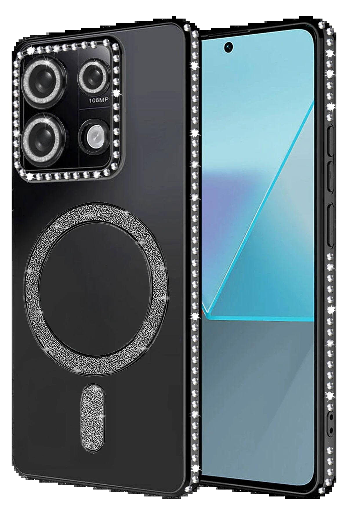 Xiaomi Redmi Note 13 Pro 4G Joke Simli Magneticsafe Kılıf - Siyah-(5796)