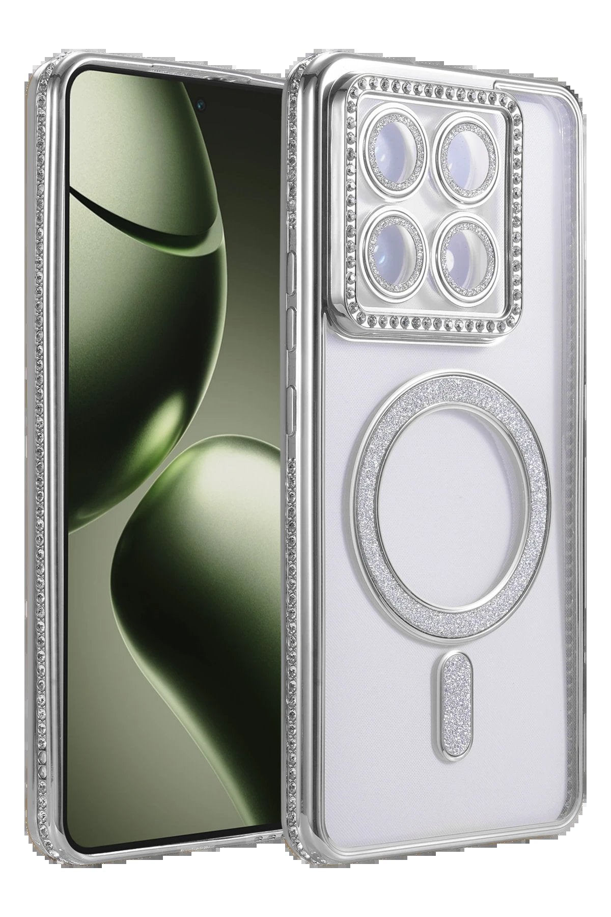 Xiaomi Mi 14T Pro Joke Simli Magneticsafe Kılıf - Gümüş-(5796)