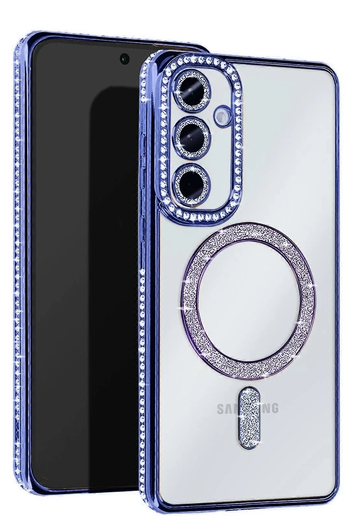 Samsung Galaxy A36 Joke Simli Magneticsafe Kılıf - Mavi-(5796)