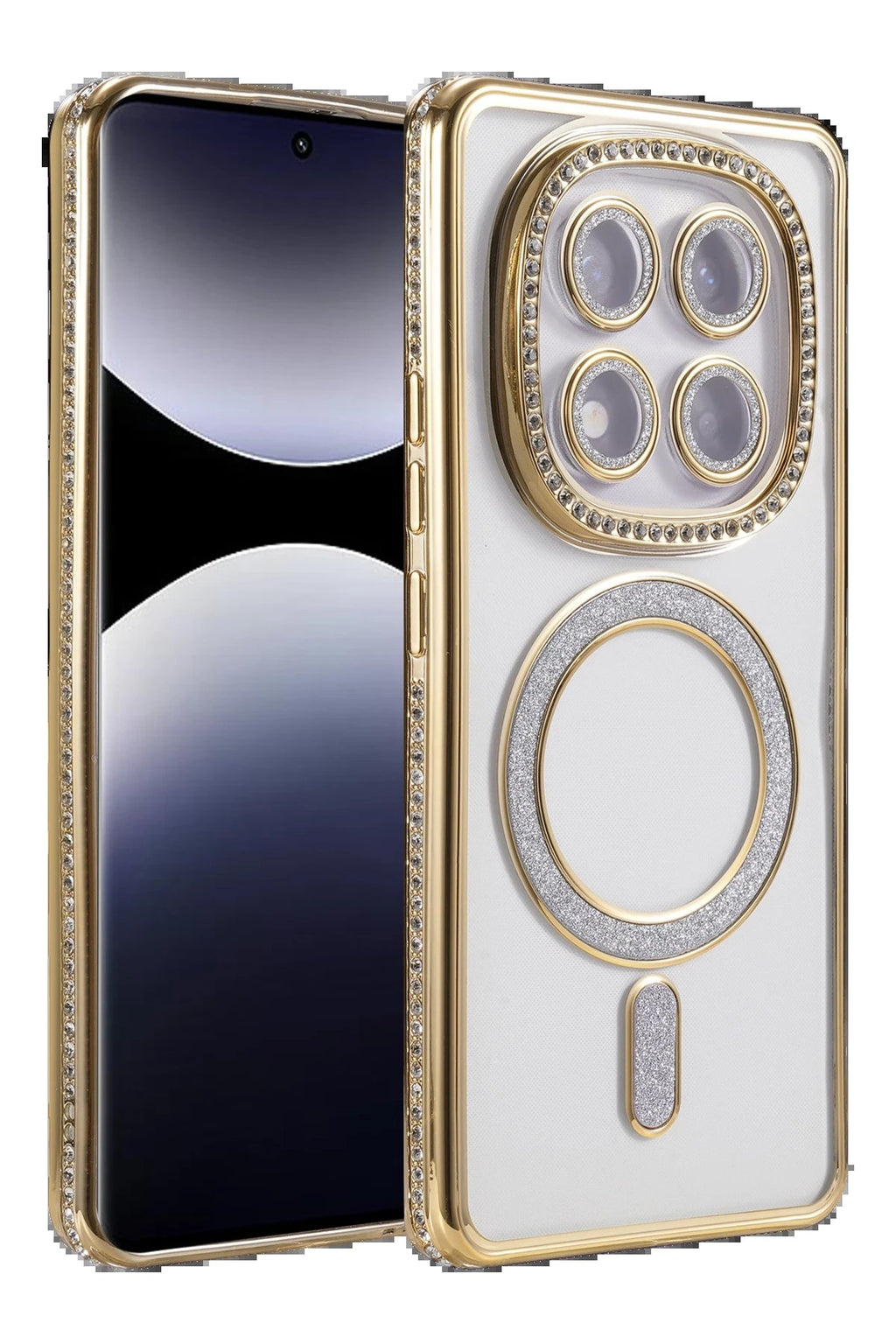 Xiaomi Redmi Note 14 Pro 5G Joke Simli Magneticsafe Kılıf - Gold-(5796)