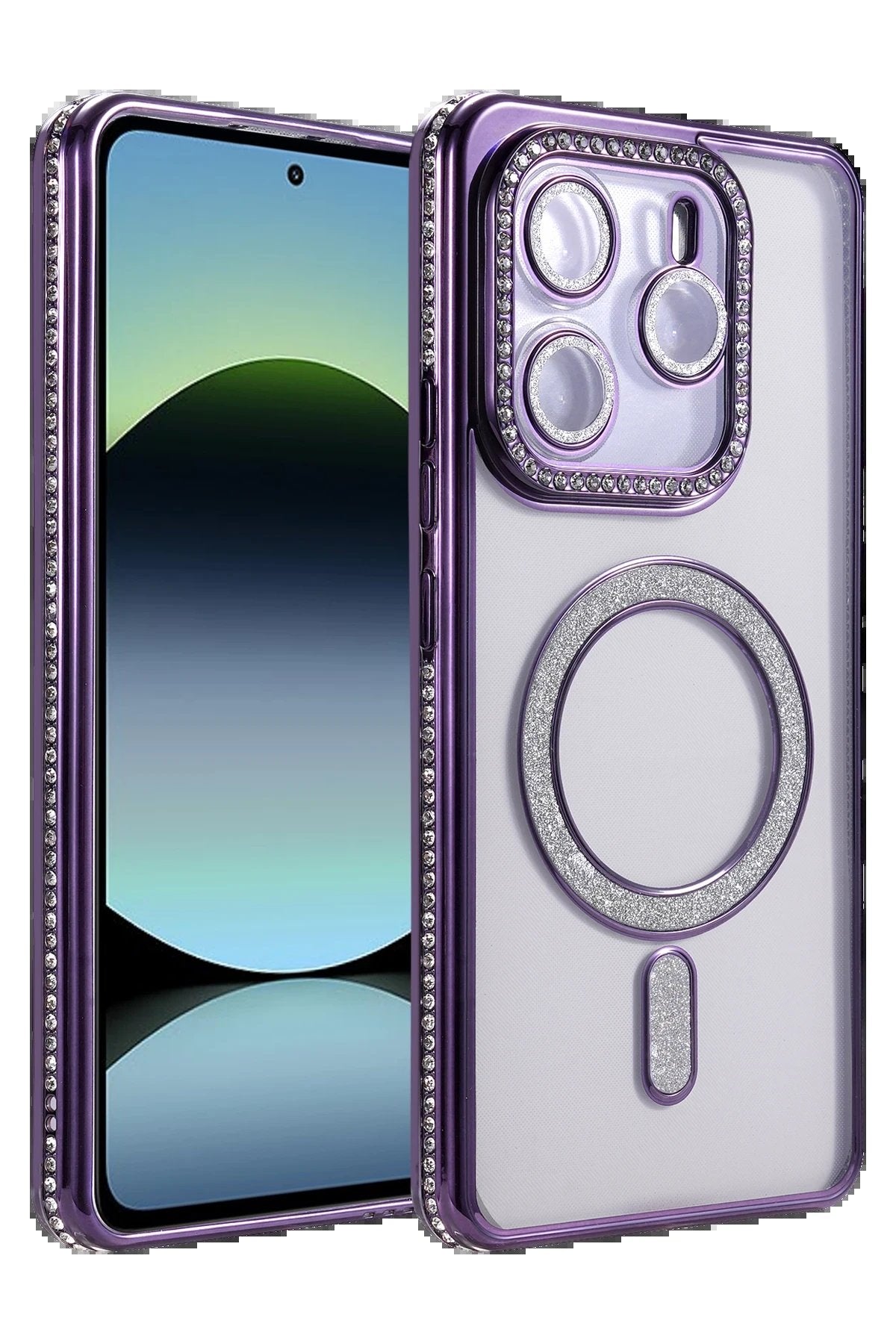 Xiaomi Redmi Note 14 4G Joke Simli Magneticsafe Kılıf - Derin Mor-(5796)