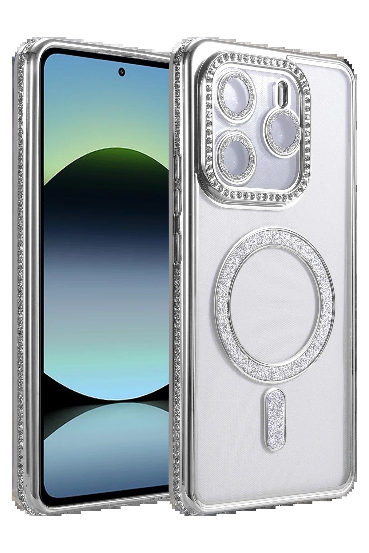 Xiaomi Redmi Note 14 4G Joke Simli Magneticsafe Kılıf - Gümüş-(5796)