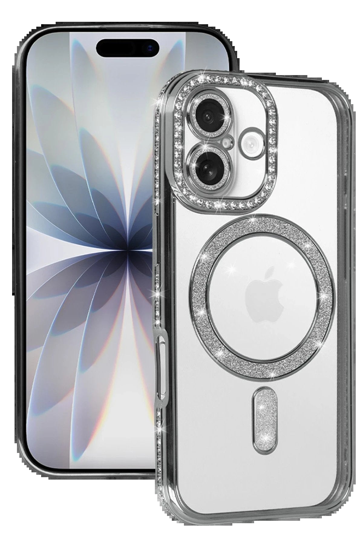 Apple iPhone 17 Joke Simli Magneticsafe Kılıf - Gümüş-(5796)