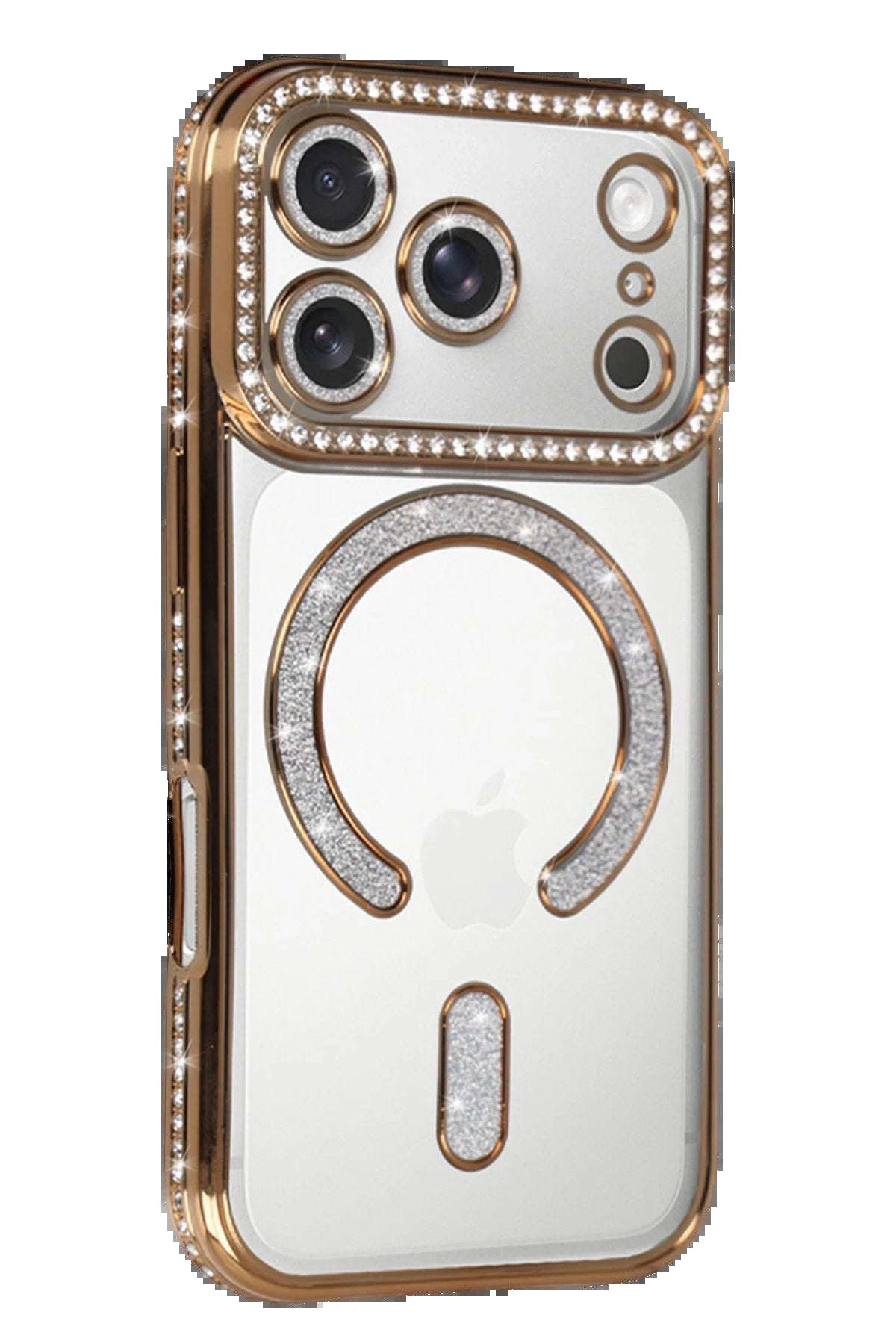 Apple iPhone 17 Pro Joke Simli Magneticsafe Kılıf - Gold-(5796)