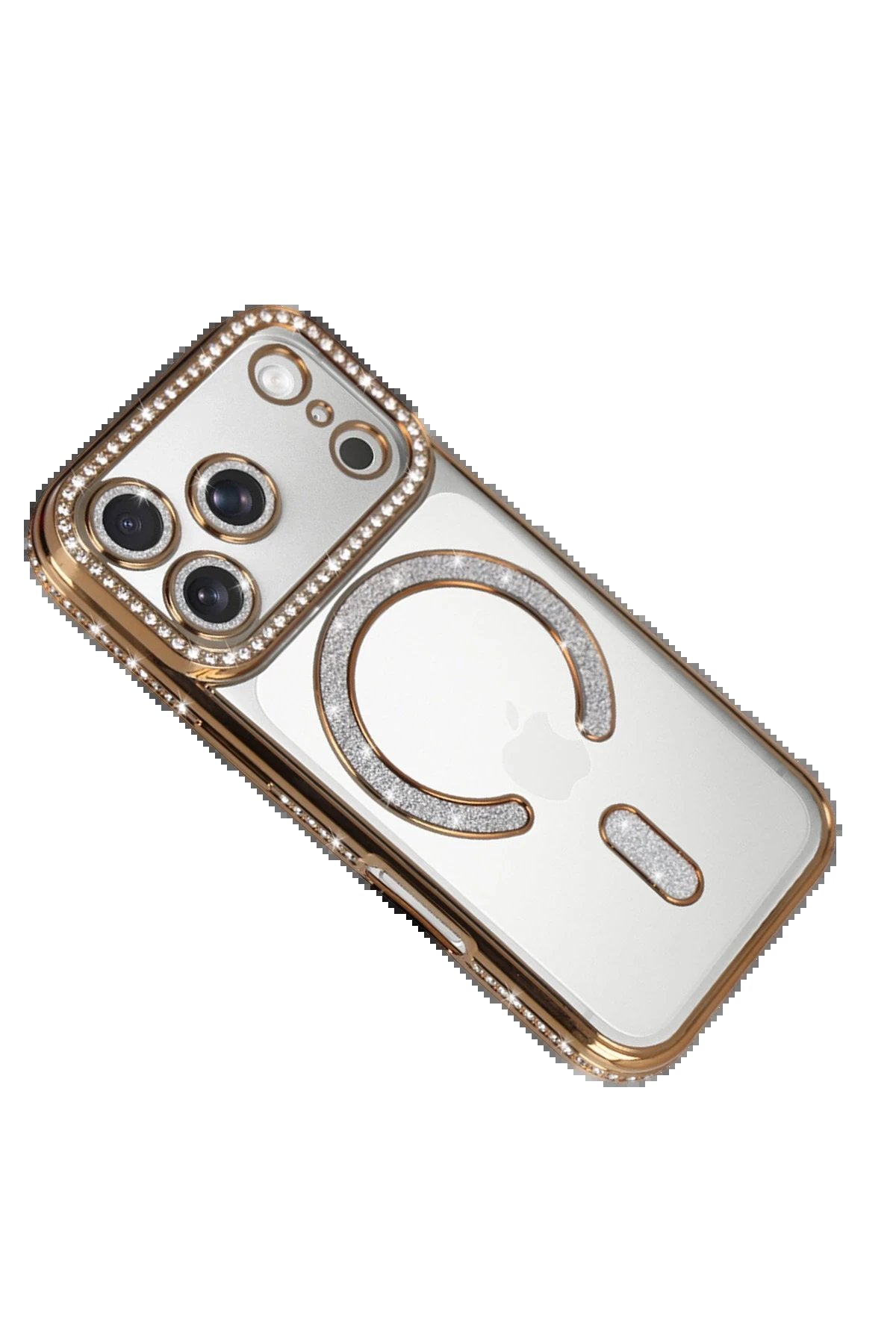 Apple iPhone 17 Pro Joke Simli Magneticsafe Kılıf - Gold-(5796)