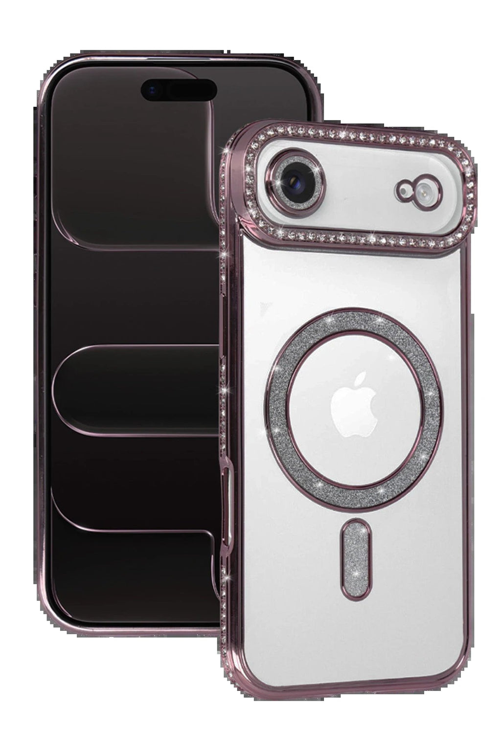 Apple iPhone 17 Air Joke Simli Magneticsafe Kılıf - Pembe-(5796)