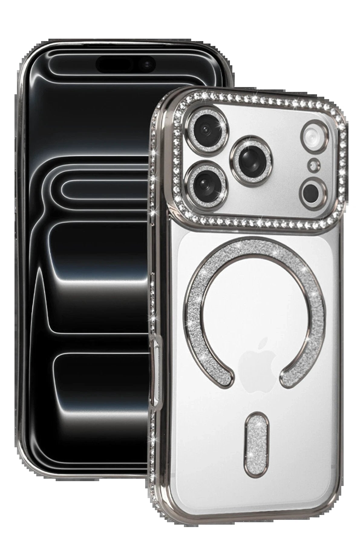 Apple iPhone 17 Pro Max Joke Simli Magneticsafe Kılıf - Gümüş-(5796)