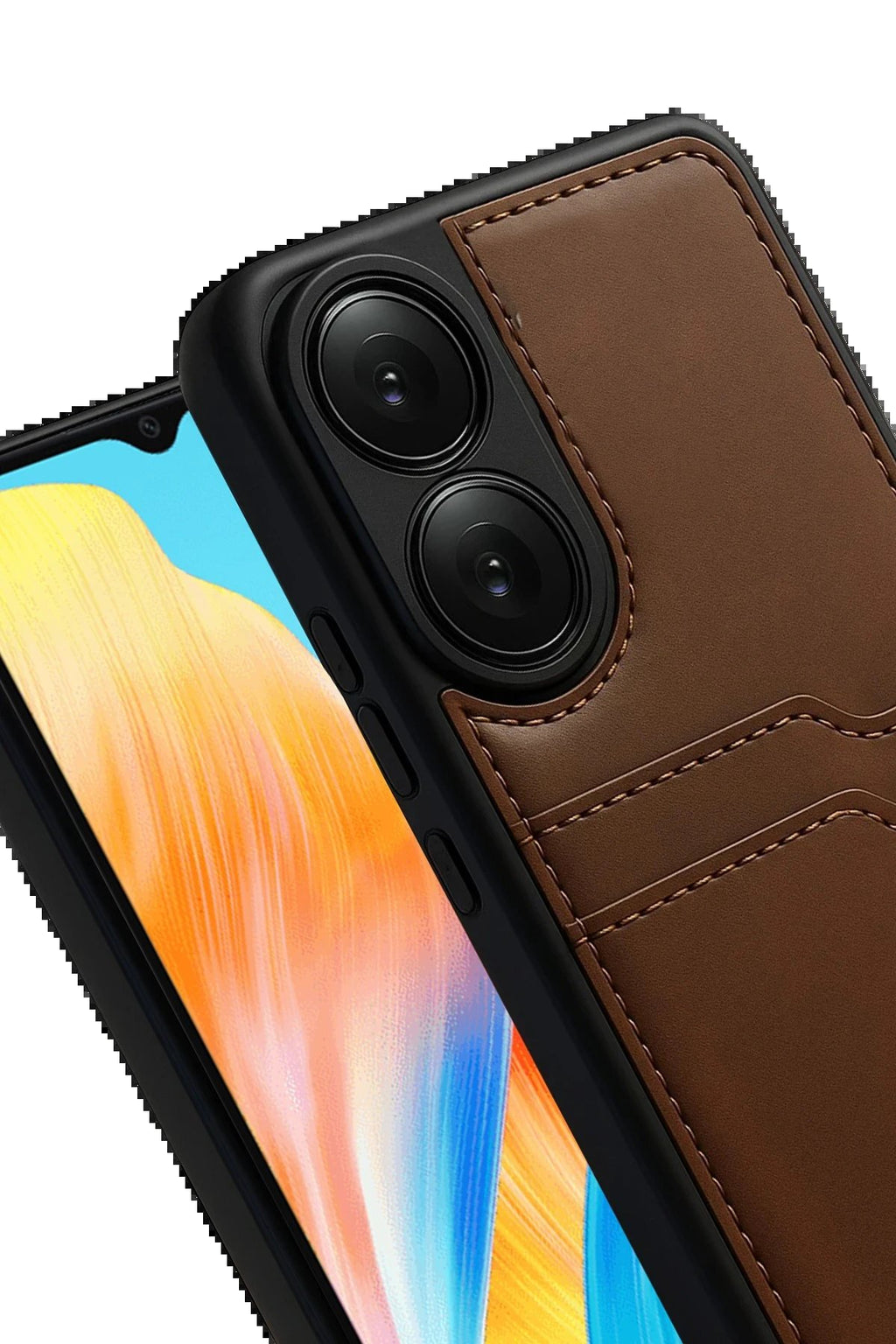 Oppo A38 Sara Kartvizitli Deri Kılıf - Taba-(5796)