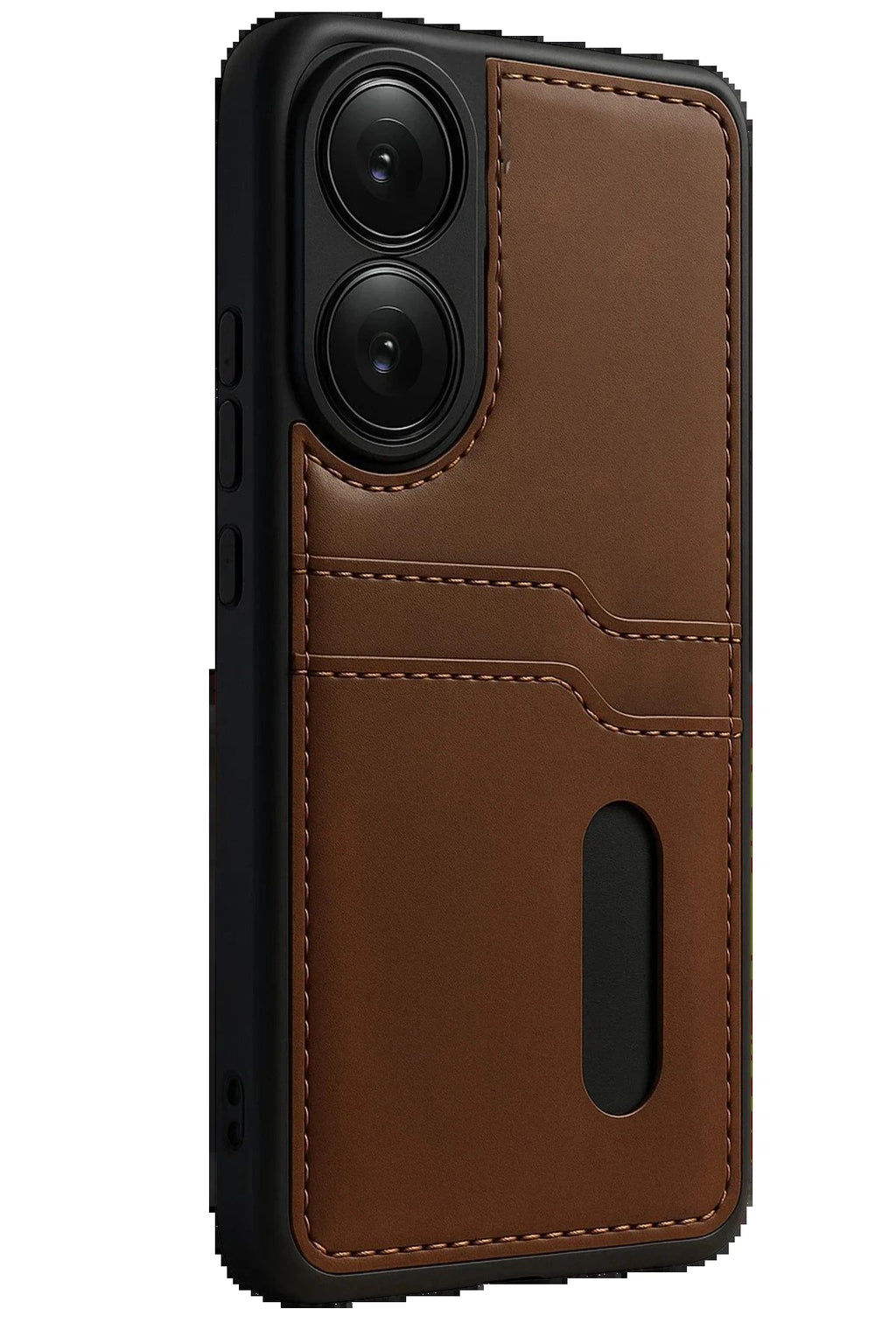 Oppo A38 Sara Kartvizitli Deri Kılıf - Taba-(5796)