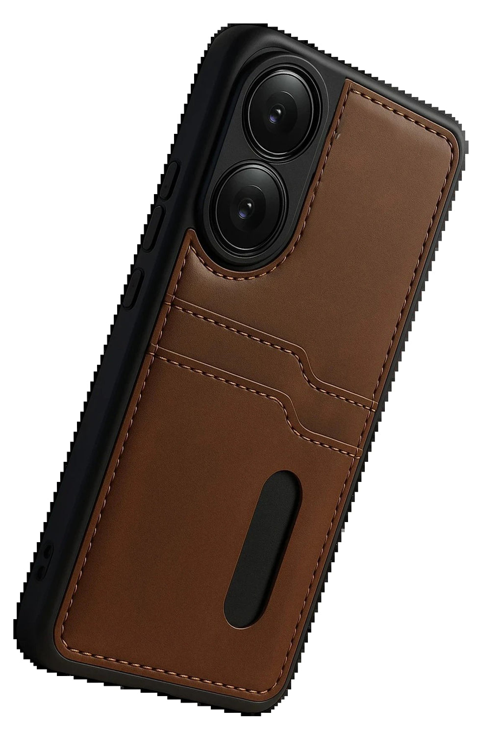 Oppo A38 Sara Kartvizitli Deri Kılıf - Taba-(5796)