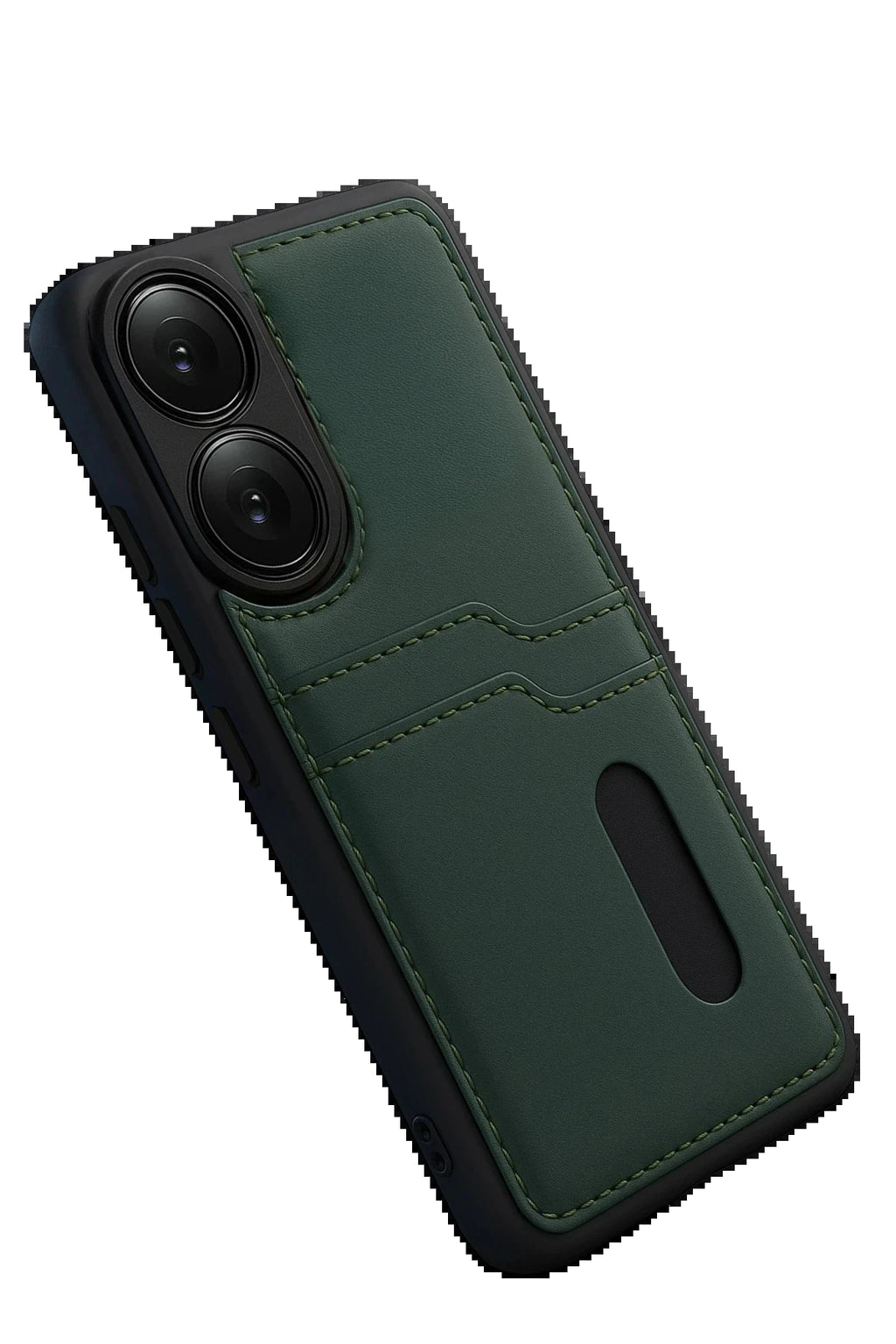 Oppo A38 Sara Kartvizitli Deri Kılıf - Yeşil-(5796)