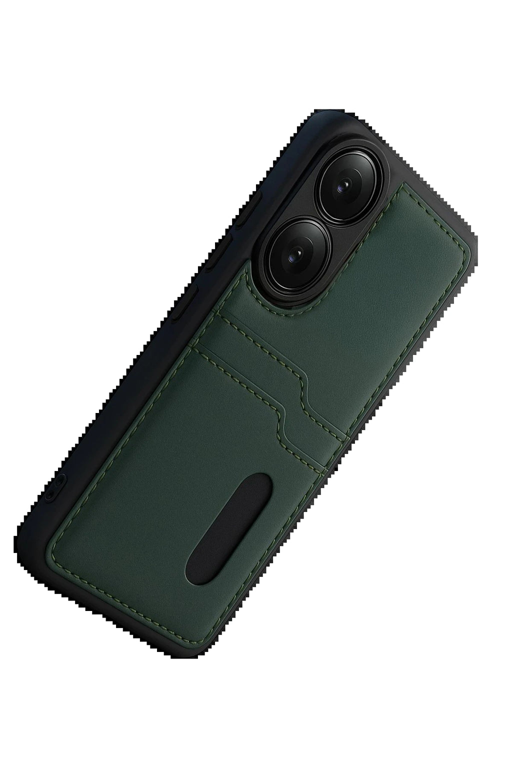 Oppo A38 Sara Kartvizitli Deri Kılıf - Yeşil-(5796)