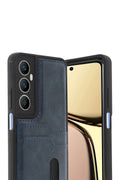 Realme C65 Sara Kartvizitli Deri Kılıf - Lacivert-(5796)