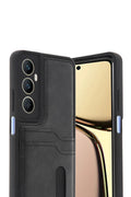 Realme C65 Sara Kartvizitli Deri Kılıf - Siyah-(5796)