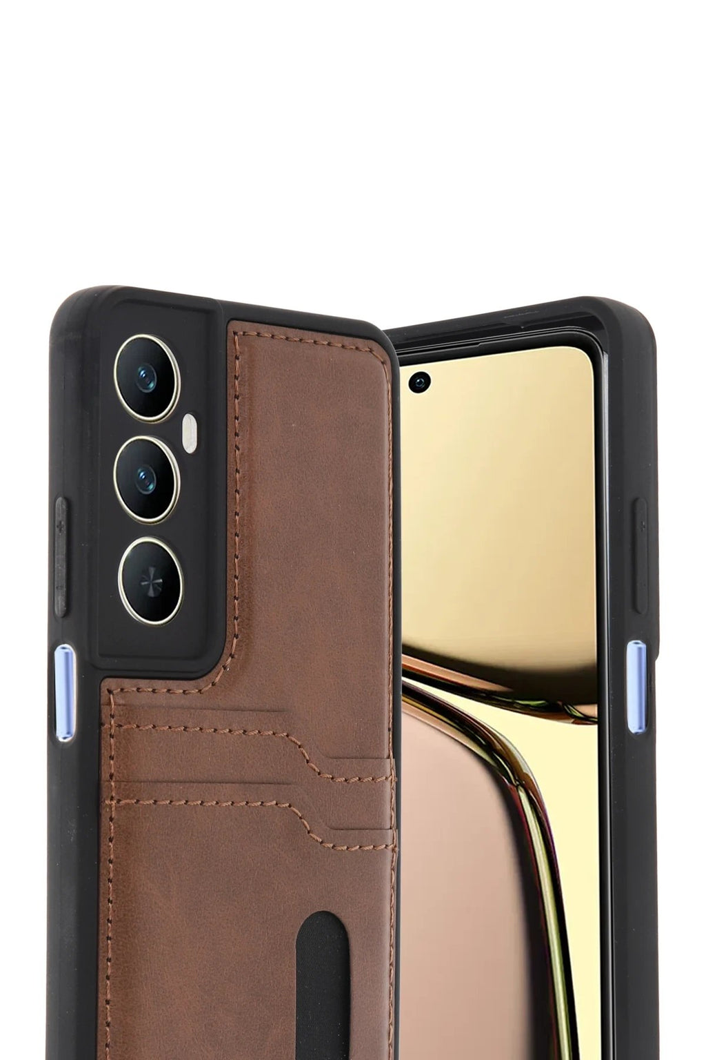 Realme C65 Sara Kartvizitli Deri Kılıf - Taba-(5796)