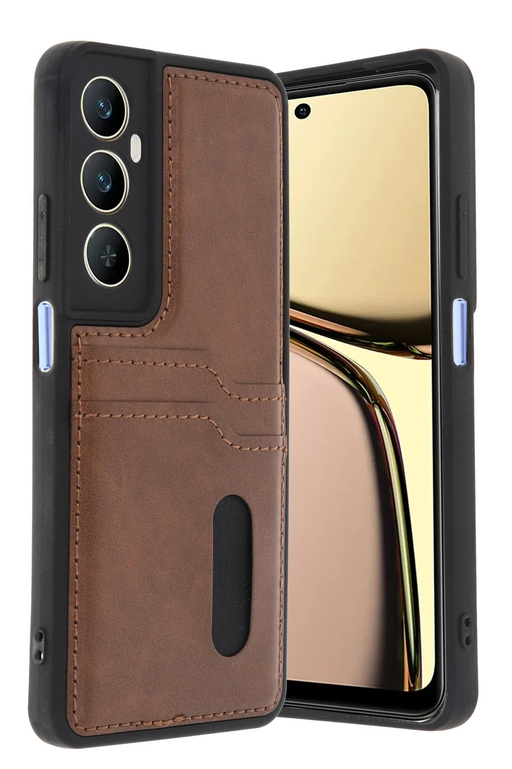 Realme C65 Sara Kartvizitli Deri Kılıf - Taba-(5796)