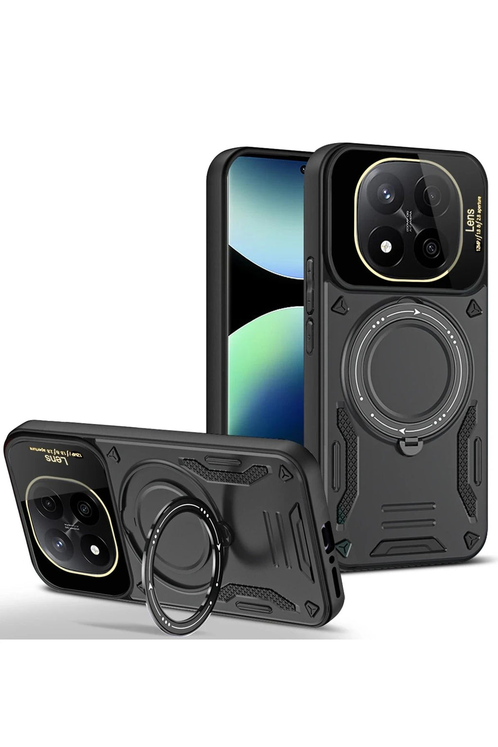 Xiaomi 14T Pro Kılıf Joy Lens Standlı Kapak - Siyah-(5796)