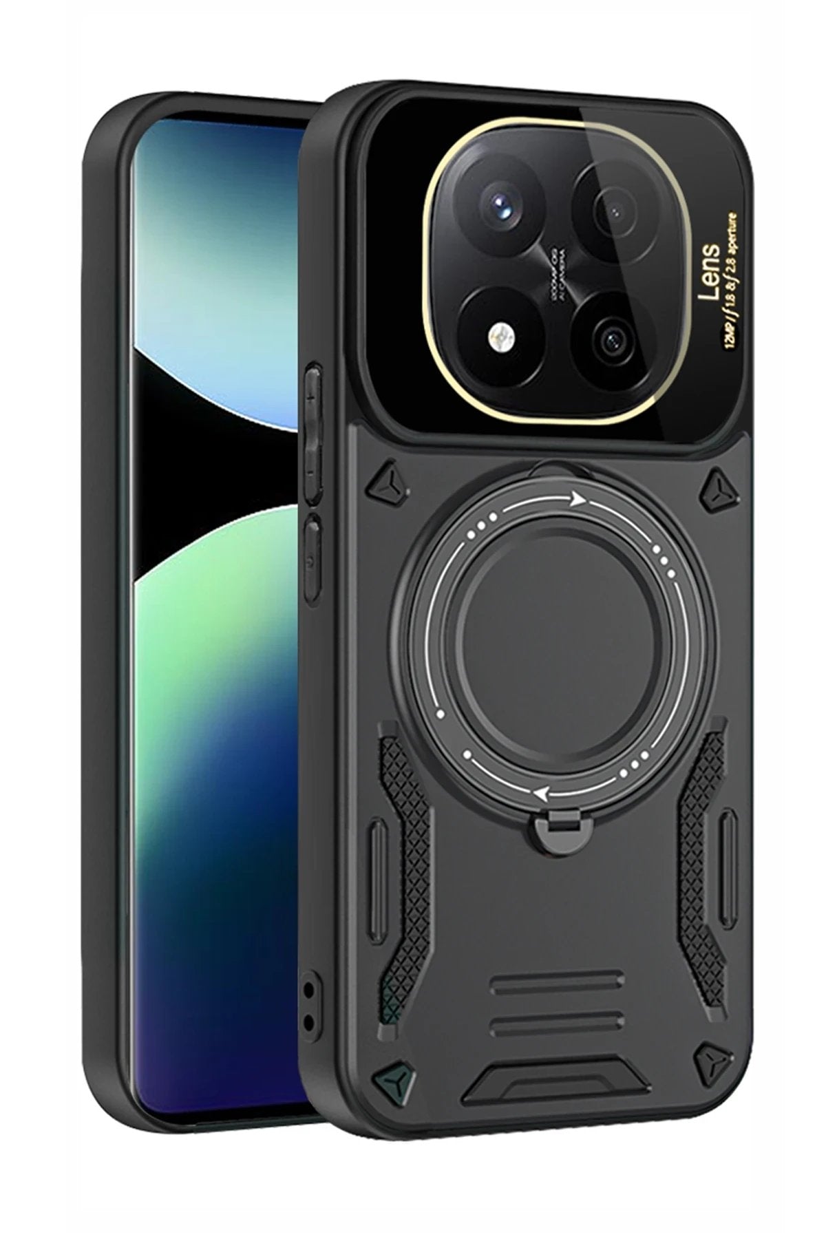 Xiaomi 14T Pro Kılıf Joy Lens Standlı Kapak - Siyah-(5796)